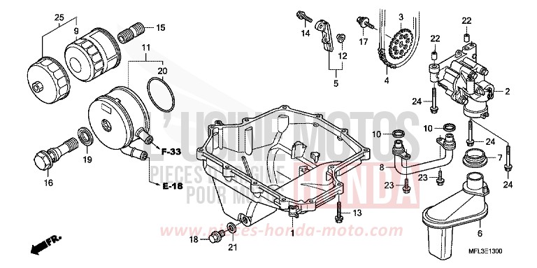 CARTER D'HUILE/POMPE A HUILE de CBR1000RR "Fireblade" NOIR (NH1) de 2009